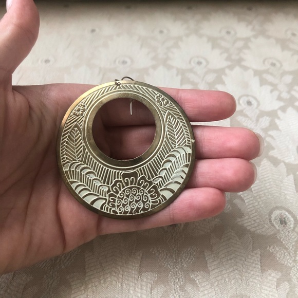 Gold & White Hoop Earrings - Picture 2 of 2